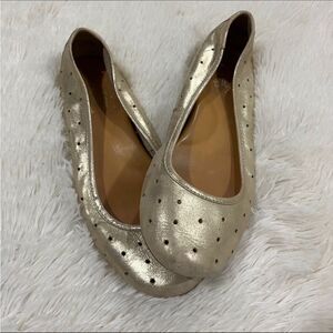 Kork-Ease Metallic Gold Perforated Ballet Flats